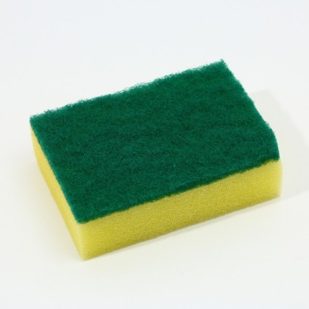 A dispenser for liquid soap with a sponge and a brush for dishes, white, 16 x 12 x 4 cm.-8