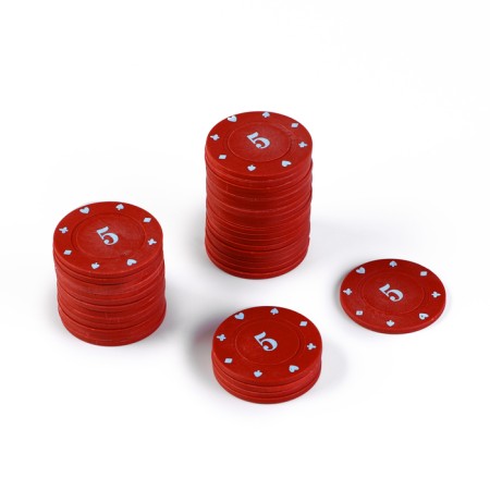 A set of chips with a face value of 5. Plain, red, in a set 25 pcs.-1
