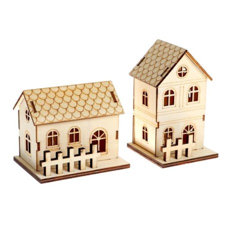 Light decor desktop "houses" 10 cm, mix-3
