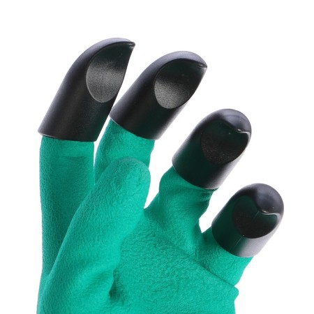Garden gloves, nylon "shrews", with latex impregnation, with claws, green, Greengo-1