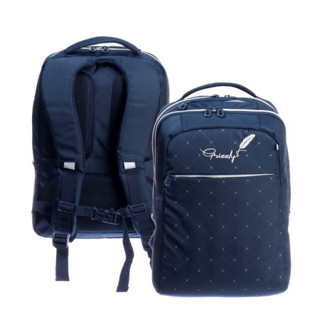 Youth backpack 40 x 28 x 16 cm, Grizzly, ergonomic back, laptop compartment, blue