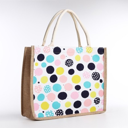Shoper without fasteners, beige color/multi -colored