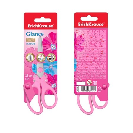 Baby scissors 15 cm, Erichkrause Glance, with rhinestones, with rounded ends of blades, mix-5