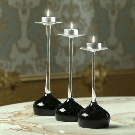 Glass candlestick set 3 pcs "Universe" height 26cm, 23 cm, 20 cm-2