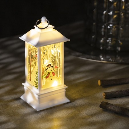 LED figure "Lantern with a snowman" 5.5 × 13 × 5.5 cm, plastic, batteries AG13x3, glow warm white
