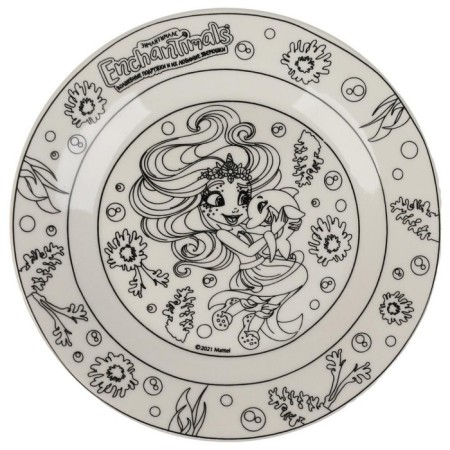 Set for creativity plate for painting "Enchantimals" 17.5 cm, 6 acr.kr, brush-2