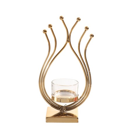 Climber Metal, glass per 1 candle "Golden Flame" d = 4.5 cm 6.5x10x20 cm-4