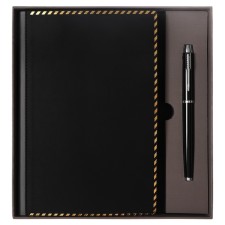 Delivery of a low -off A5, 80 sheets, line, leatherette cover, with a handle, in a gift box, black
