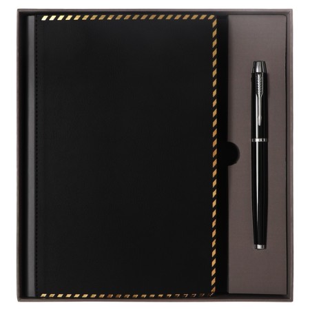Delivery of a low -off A5, 80 sheets, line, leatherette cover, with a handle, in a gift box, black