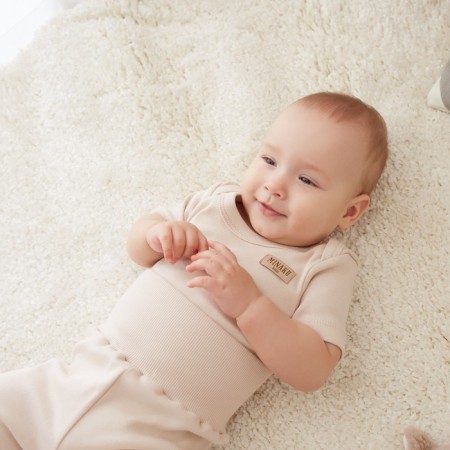 Children's pants minku, beige color, height 74-80 cm-3