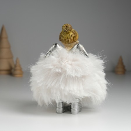 Polystone souvenir "Angel in a white dress with fur" 8x6x14 cm-3