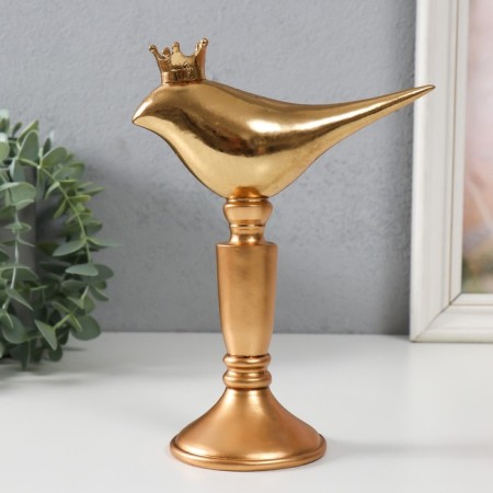 Polystone souvenir "Bird in the crown on the stand" Gold 14.3x8x20 cm-2