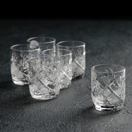 A set of crystal stops for the wine "Mill", 50 ml, 6 pcs