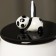 Ceramic mug with a lid and spoon "Panda", 450 ml, white and black color