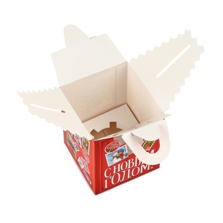 Folding box for one capcake "Happy New Year!", 9 x 9 x 11 cm, New Year-4