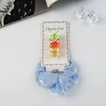 Hair Set "Jesse Brill" (Gum 7 cm, 3 Crab 2 cm) brightness, mix