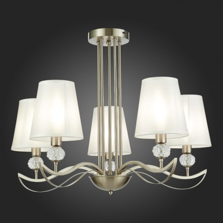 Ceiling EVOLUCE lamp. Sle111203-05. Bergamo. 5x40 W, E14, 66x66x50 cm, Nickel color, transparent-1