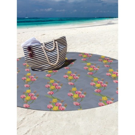 Pareo and beach rug "Spring flowers", d = 150 cm-2