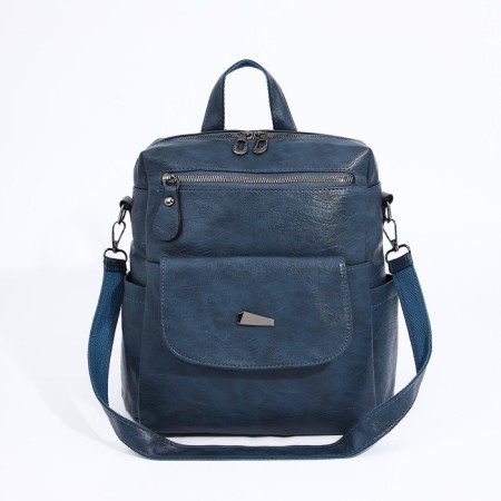 Women's backpack of artificial leather with lightning, 2 pockets, blue color-1