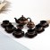 Tea Service "Ornament" old, kettle 1l/ sugar bowl 0.5l/ cream 0.3l/ cup 6x0.25l