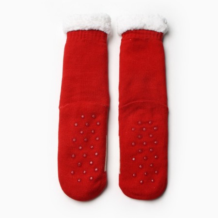 New Year. Women's socks with fur, red color/bear, size 36-40-2