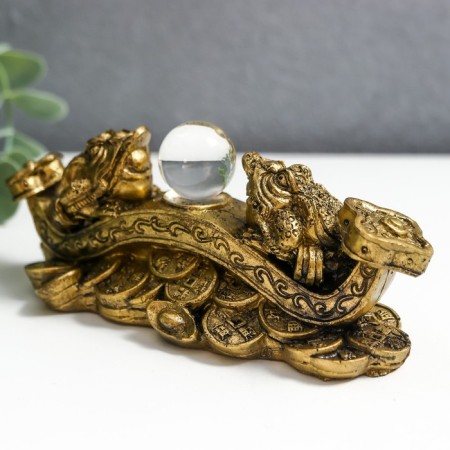 NECKE Bronze "Two toads in the wand of Jui with a ball" 14x6x5 cm 1201418-5