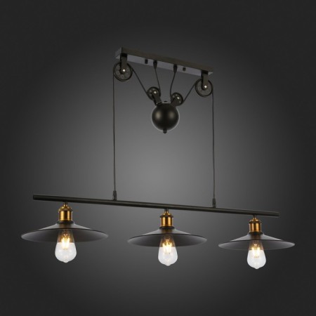 Suspended EVOLUCE lamp. Sle120503-03. ESPERAZZA. 3x60 watts, E27, 96x26 cm, black color-2