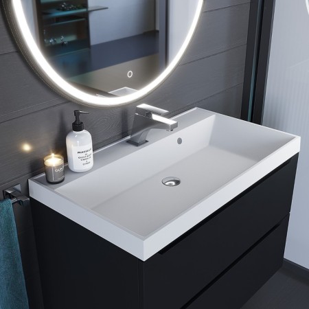 Sink uperwood Classic Quartz 80 cm, quartz, white matte, jasmine-3
