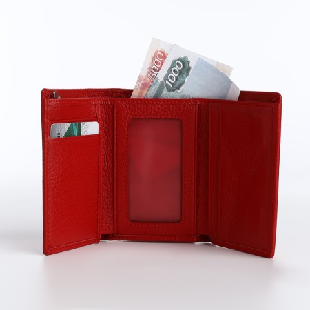 Women's wallet on magnet, red color-5