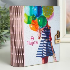 Шкатулка-книга "8 марта. Шары" 14 см