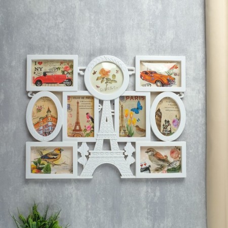 Photo frame in 9 photos 10x10, 10x15 cm "Paris" White 43x55x2.5 cm