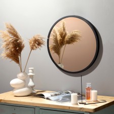 Wall mirror in a round case made of metal, d = 50, black