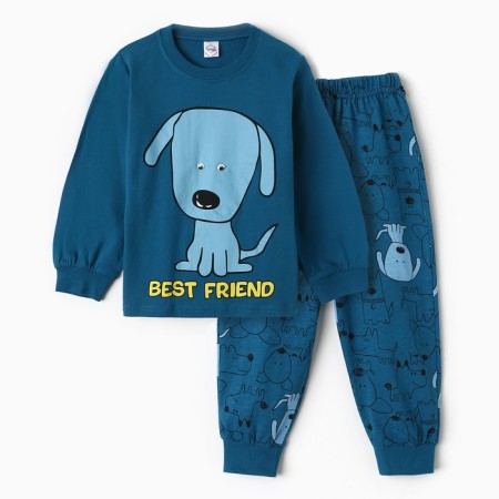 Pajamas for a boy, jeans color, height 110 cm-10