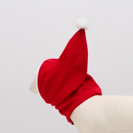 New Year's cap, fleece, l-xl (Ohm 32-34, height 26 cm), white-red-2