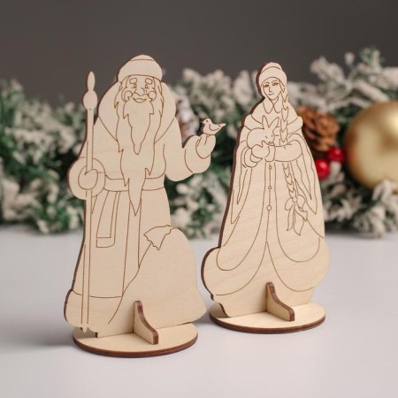 Souvenir "Santa Claus with a bird+Snow Maiden with a bunny", 7.5x13x6 cm