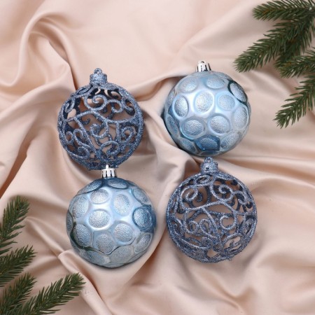 Set of balls plastic D-8 cm, 4 pcs "Avery" Blue