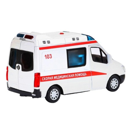 Metal machine "Mercedes Sprinter. Ambulance ”1:32, inertia, white color, light and sound effects-3