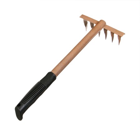 Small straight rakes, 6 twisted teeth, length 40 cm, metal, metal handle-1