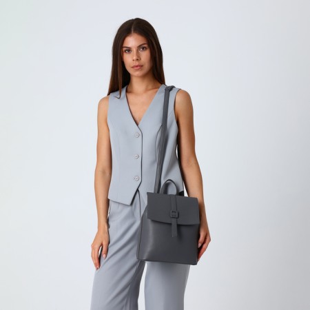 City backpack made of artificial leather with lightning, the color is gray-7