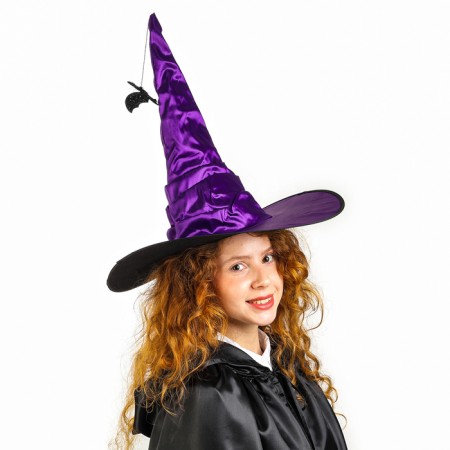 The carnival hat is “purple”, draped, with a bat, p. 56 - 58-2