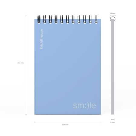 Notepad for spirals A6 80 sheets, cage, Erichkrause, "Symbol" Plastic Cover Silkography, Bloc Offset Beliac 100% Blue-5