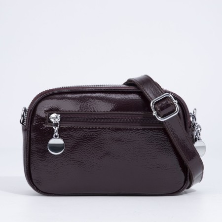 Cross-Bodi bag with zipper, burgundy color