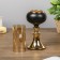 Climber Metal, glass for 1 candle "Dark Knight" black matte with gold 21x7.5x7.5 cm