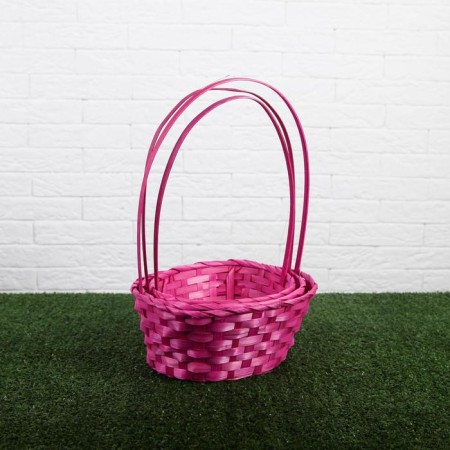 A set of basket baskets, pink, bamboo, 3 pcs.-1