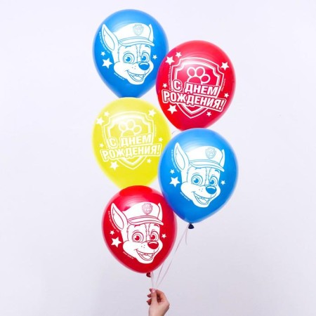 Airy ball "Happy Birthday!", 12 inch, latex, 5 pieces, puppy patrol-4