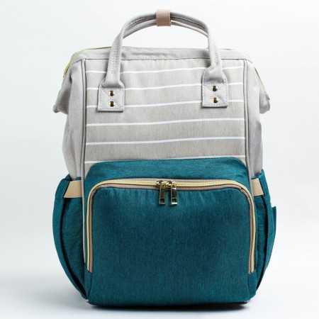 Women's backpack with thermal carman, thermal drum - portfolio, gray/green color-1