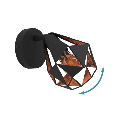 Bra Carlton 7, 1x40W, E27, steel, black, copper-2
