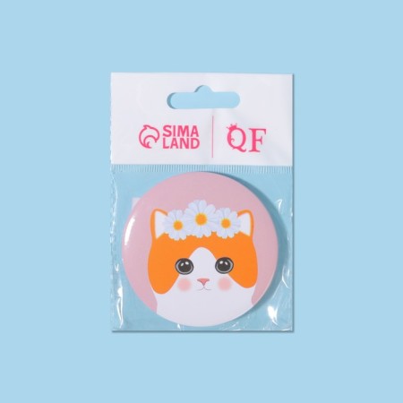 Pocket mirror "cat", d = 7 cm, color mix-4