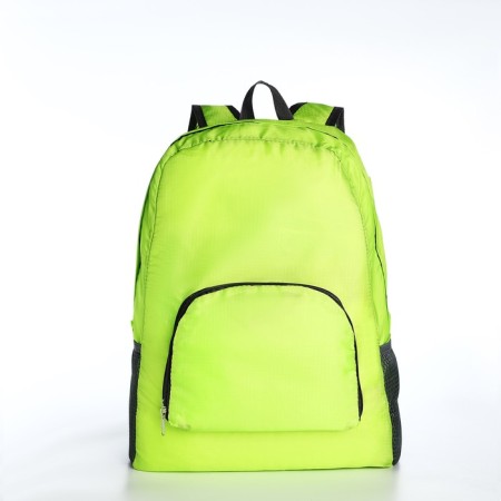 Folding backpack, lightning department, external pocket, 2 side pockets, green color-3