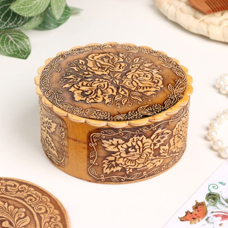 Casket "Rose", 100 x 40 mm, birch bark